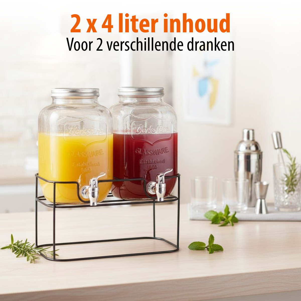 Cuisine Elegance Dubbele Drankdispenser - Waterdispenser 4L - maximondo