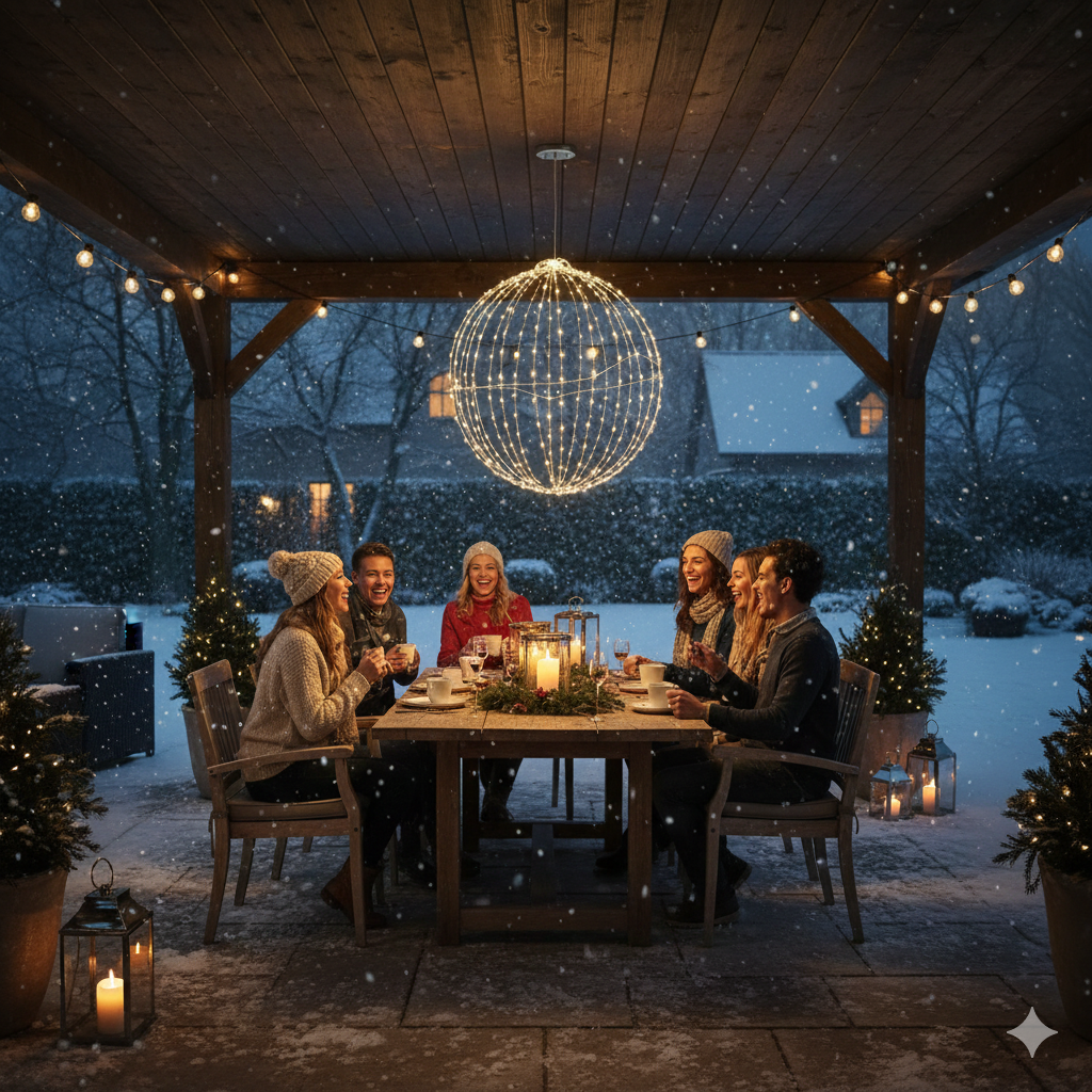 Luca Lighting Bal klassiek wit 320led IP44 met timer - d50cm - maximondo