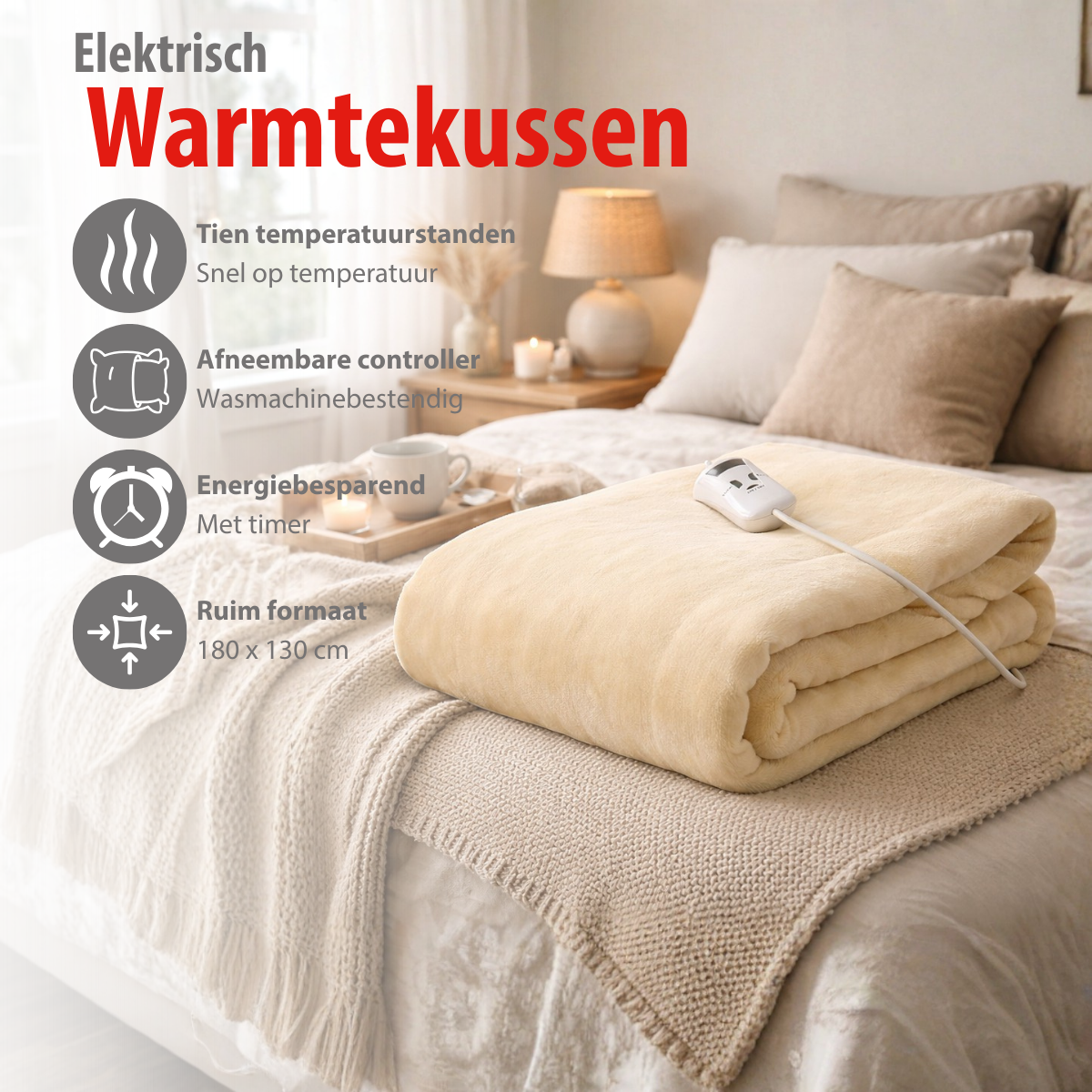 alpina Warmtedeken Elektrische Bovendeken 130 x 180 cm - maximondo