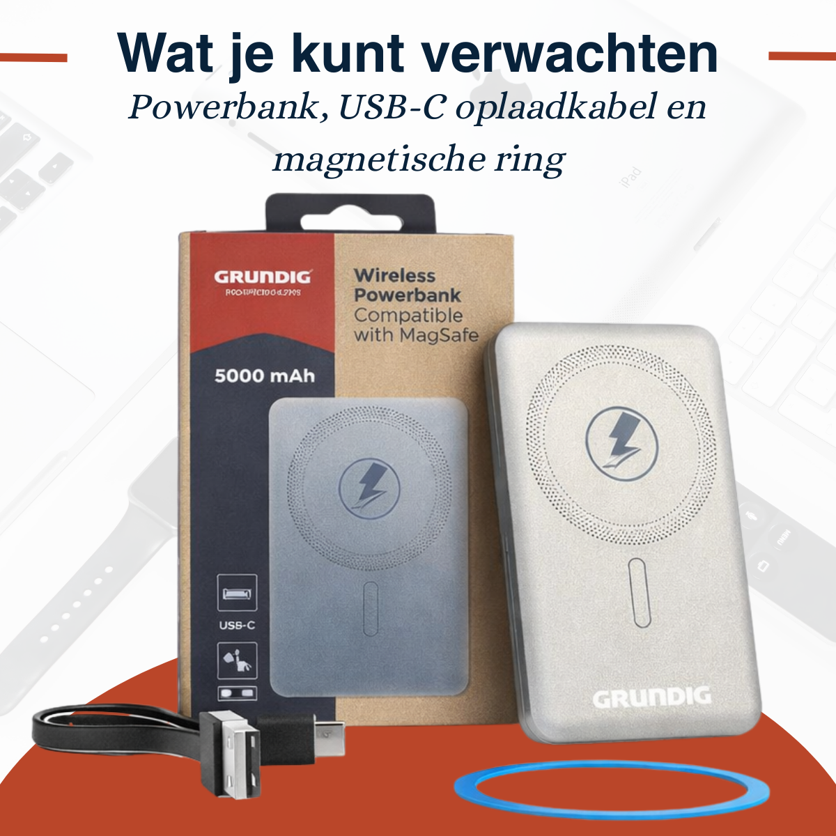 Grundig Draadloze Powerbank 5000Mah - Power Bank 15W Magsafe - maximondo
