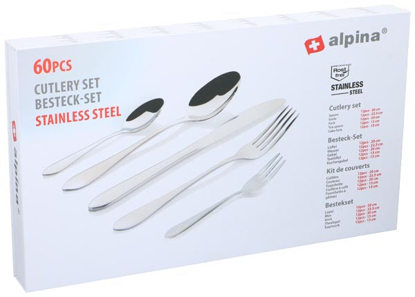 alpina Bestekset 60-delig - Roestvrij Staal - maximondo