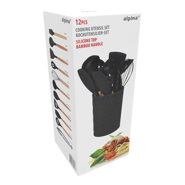alpina Keukengerei 12-Delig - Siliconen met Bamboe Handvat - maximondo