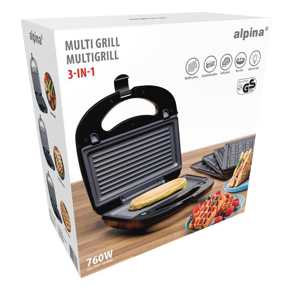 alpina 3-in-1 Tosti-, Wafel- en Grillapparaat - maximondo