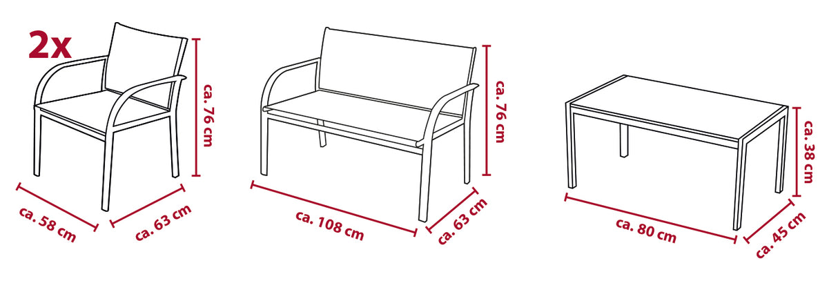 Loungeset Parijs 4 Stuks