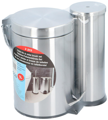 Pedal bin 3L + toilet brush SS