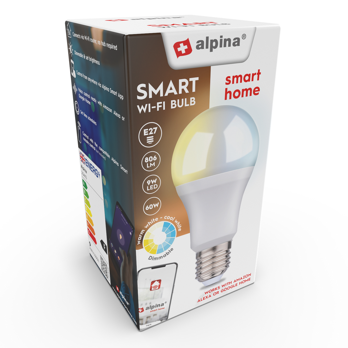 Smart ledlamp WW E27 9W