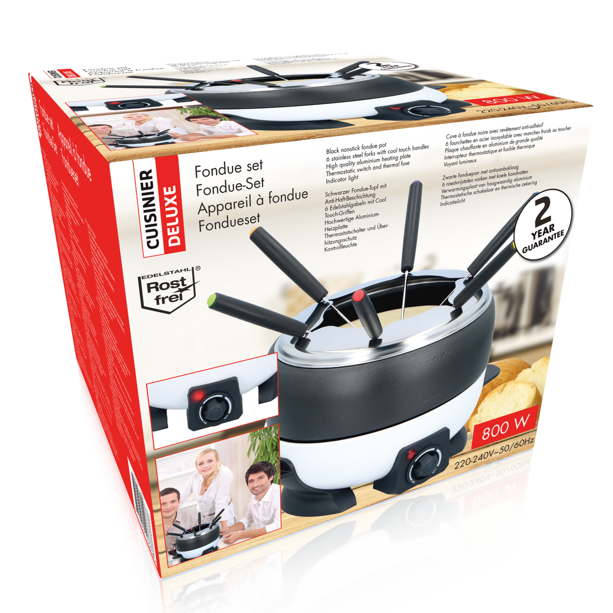 Fondueset 6 Personen Zwart Wit