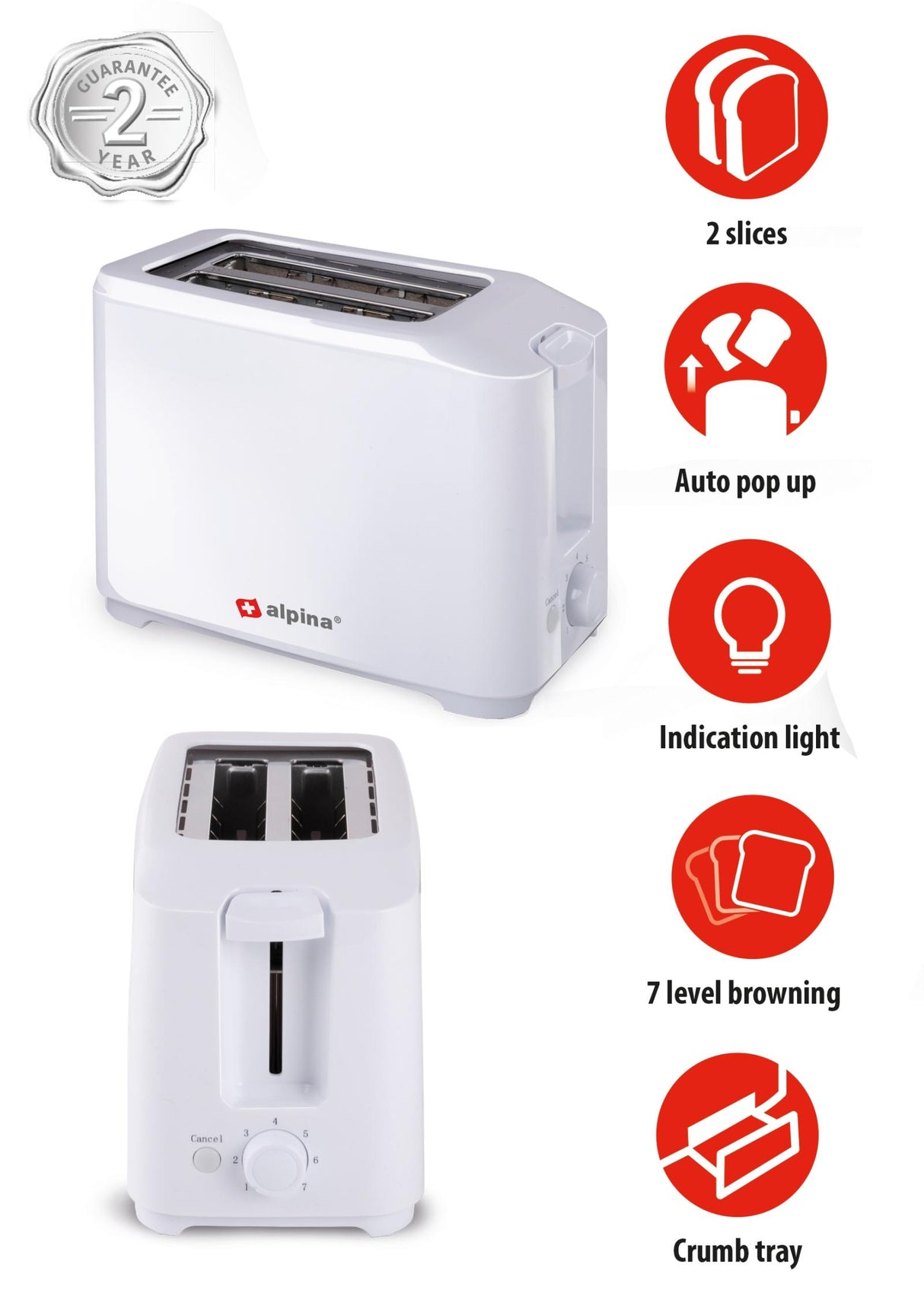 Toaster 700W white