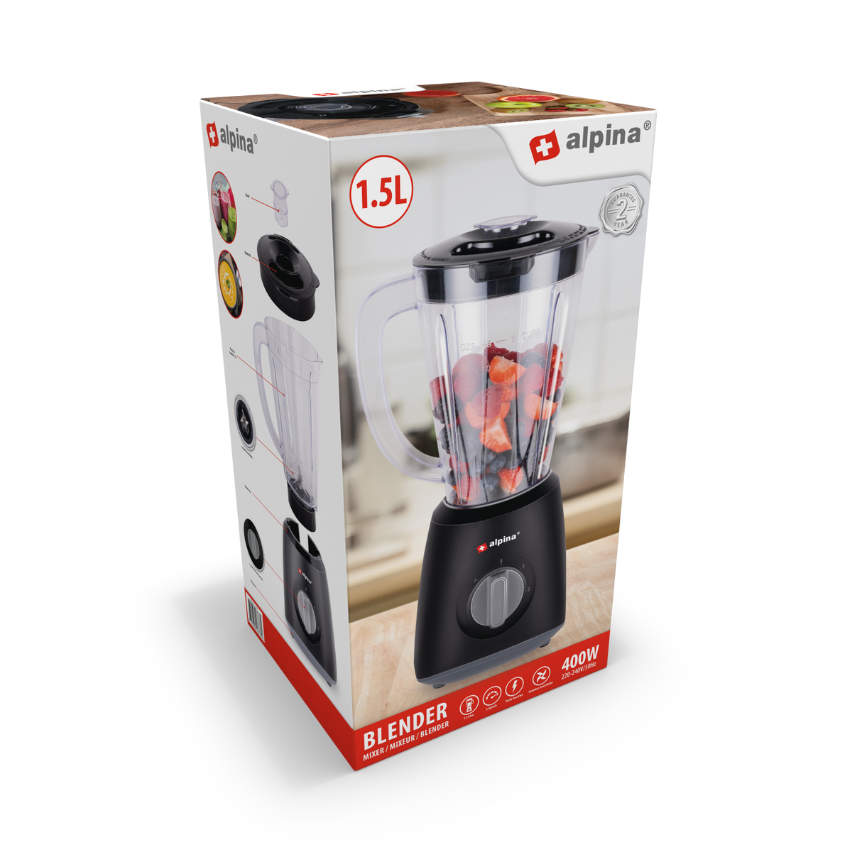 Blender 1,5 Liter 400 Watt Zwart