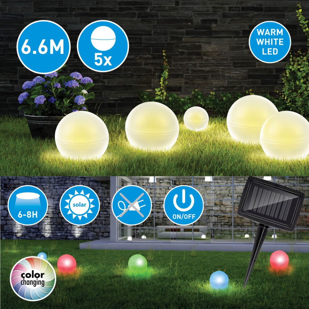 Light solar 5 balls clr change