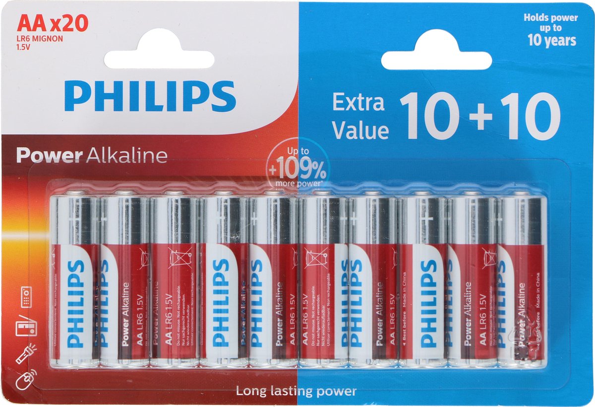 Power Alkaline batterijen - LR6 - AA formaat - 1.5V - Voordeelverpakking 120 stuks