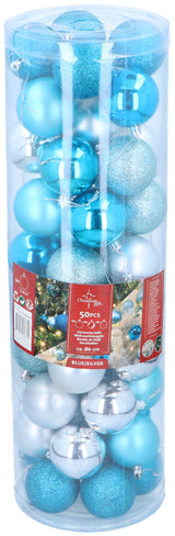 Kerstballen Set 50 Stuks Zilver/Blauw