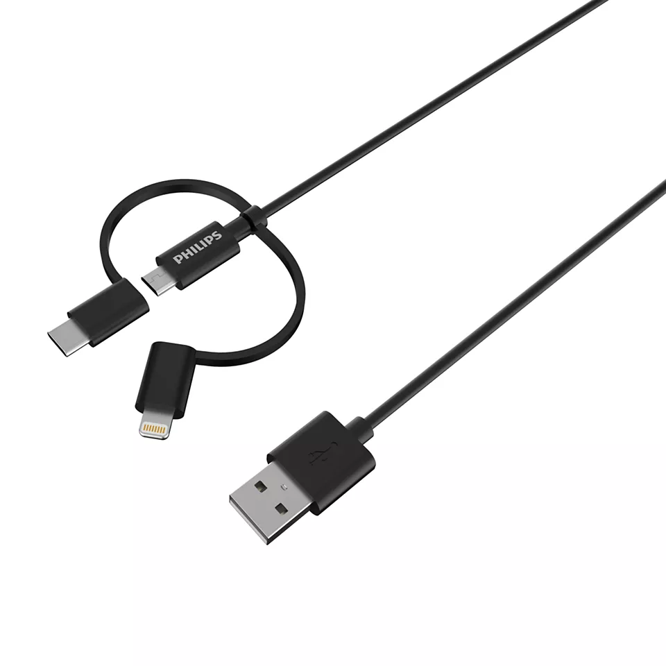 3-in-1 Oplaadkabel DLC3104T/03: Lightning USB-Kabel, Micro-USB, USB-C