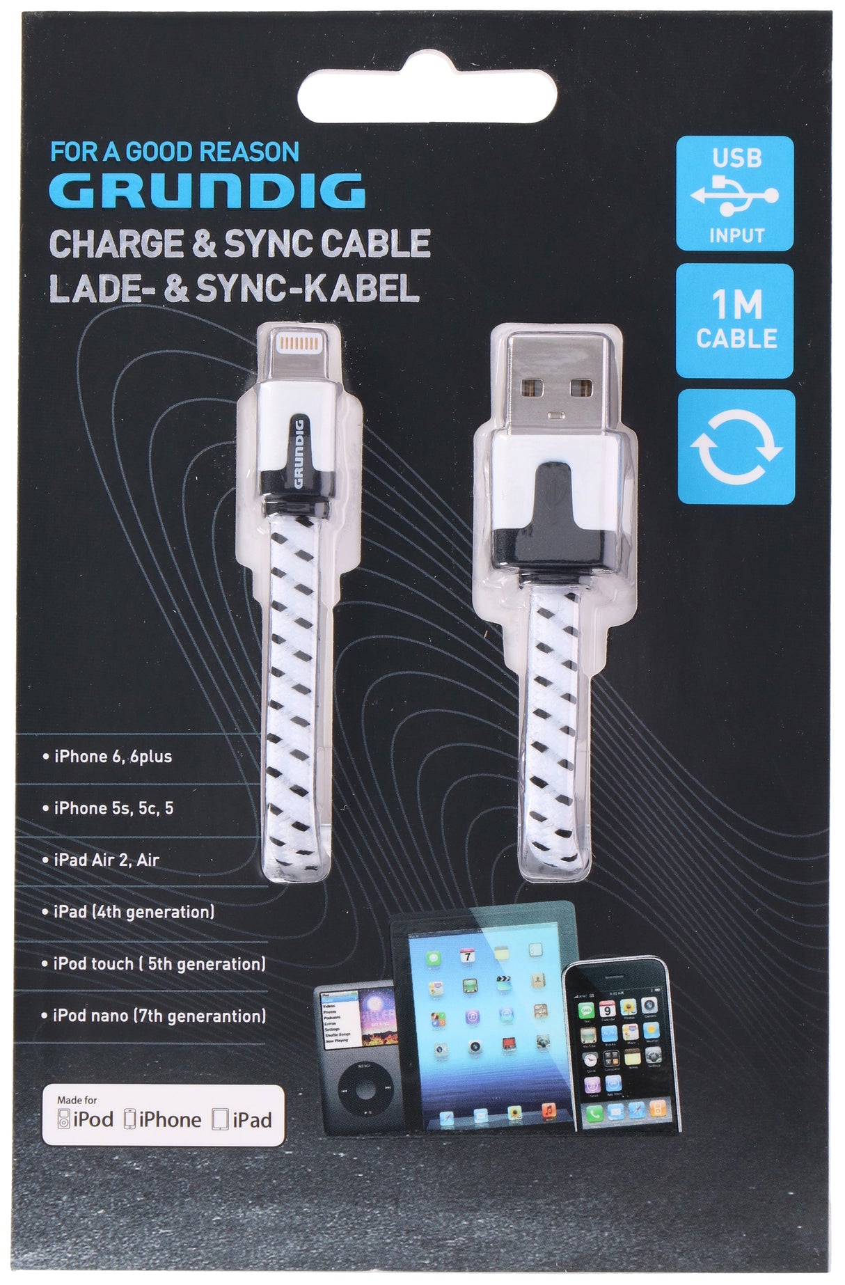 Oplaadkabel/ Sync-Kabel USB Lightning 1 meter