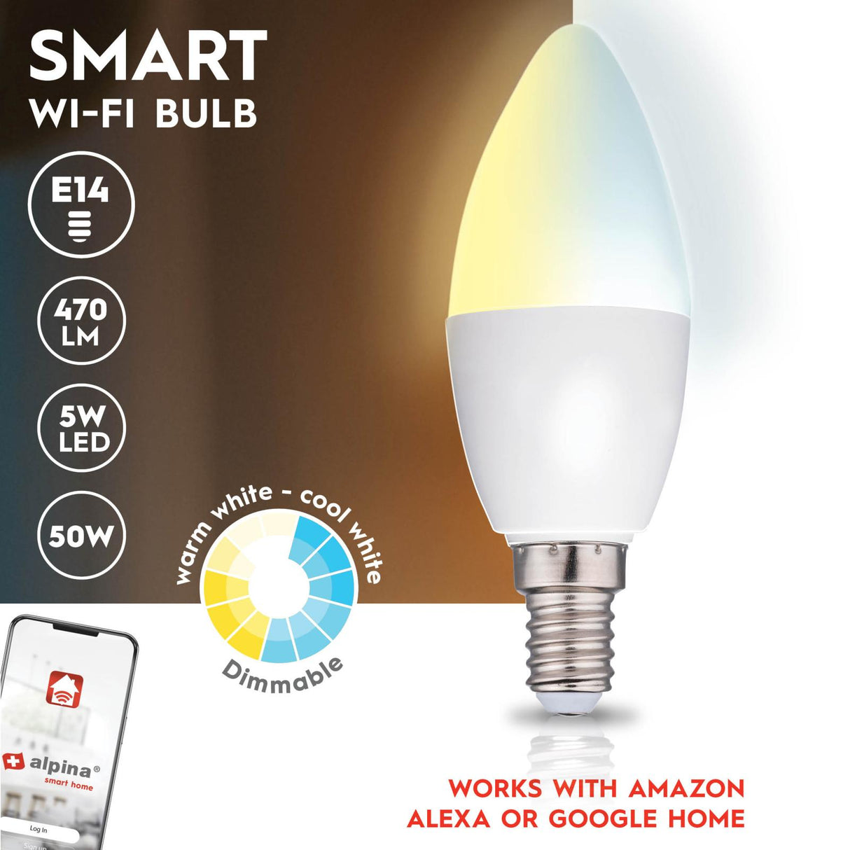 Smart ledlamp WW E14 5W