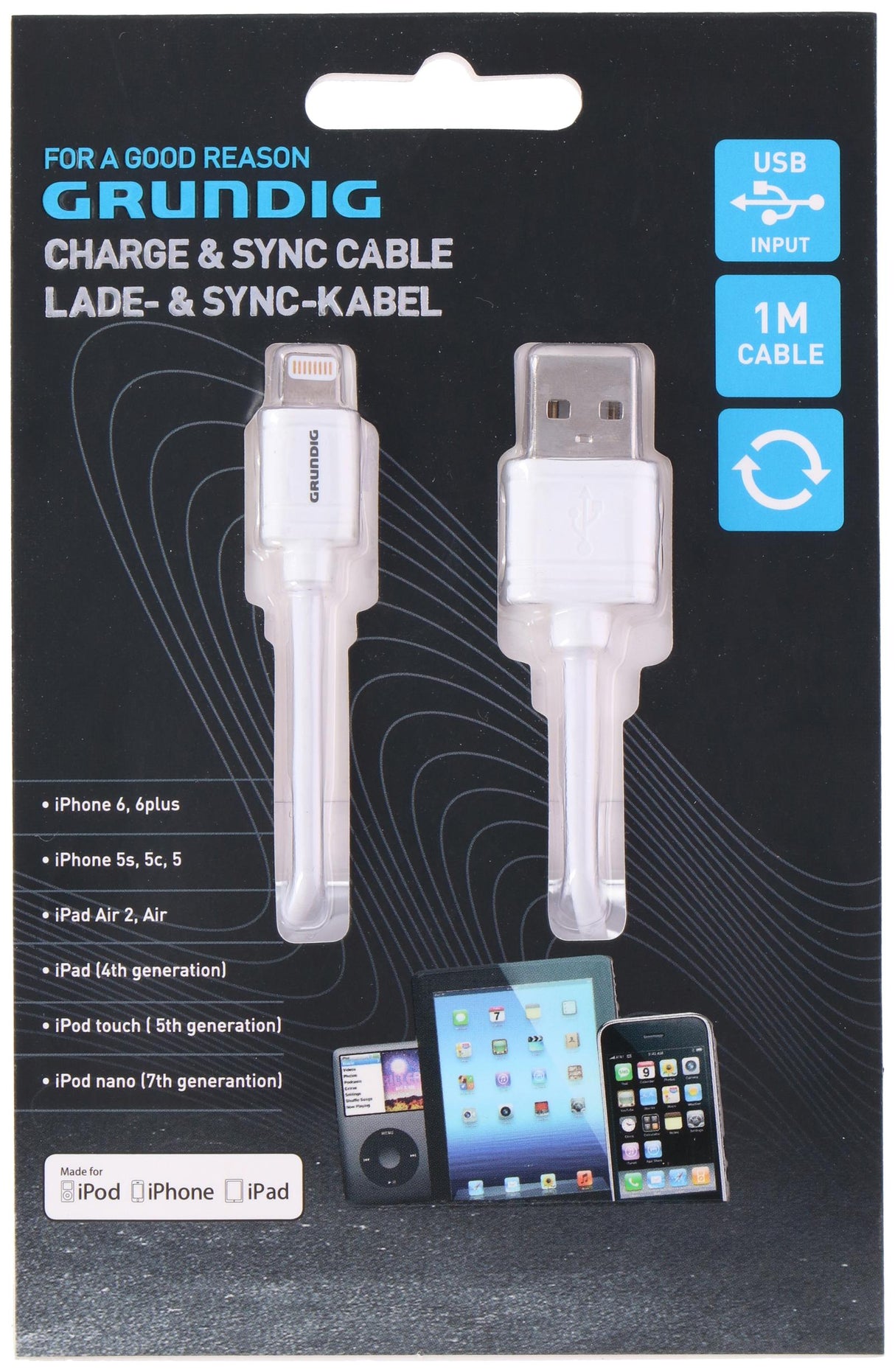 Oplaadkabel en sync-Kabel USB Lightning 1 Meter