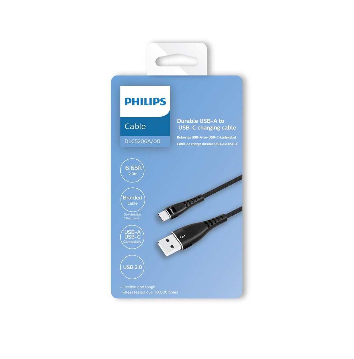 USB Kabel 2.0 USB-A - USB-C 2 Meter Premium Nylon