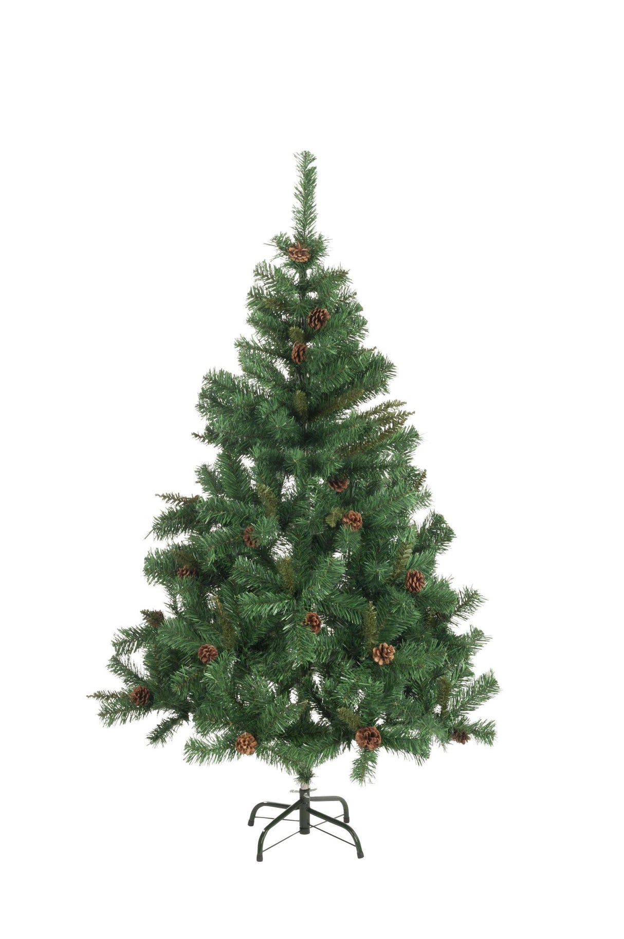 Kunstkerstboom - Spar met Dennenappels - Kerstdecoratie voor Binnen - 980 Takken - 210 cm - Groen