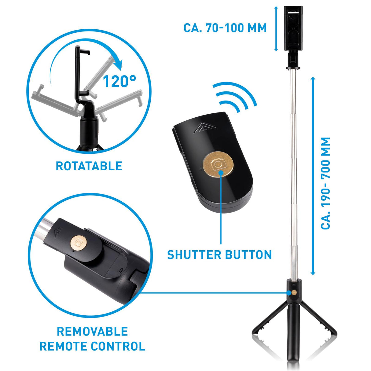 Selfie Stick en Tripod voor Smartphone Bluetooth