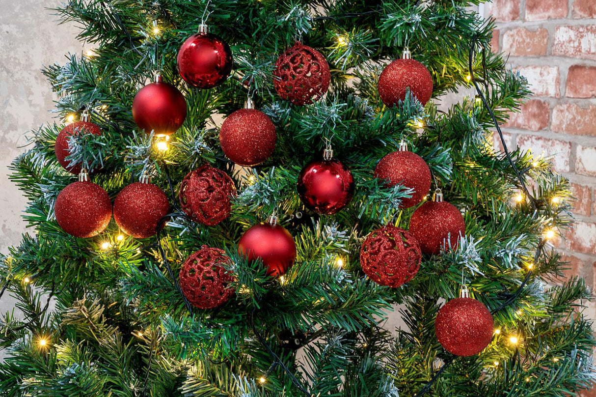 Kerstballen Set Rood 24 Stuks