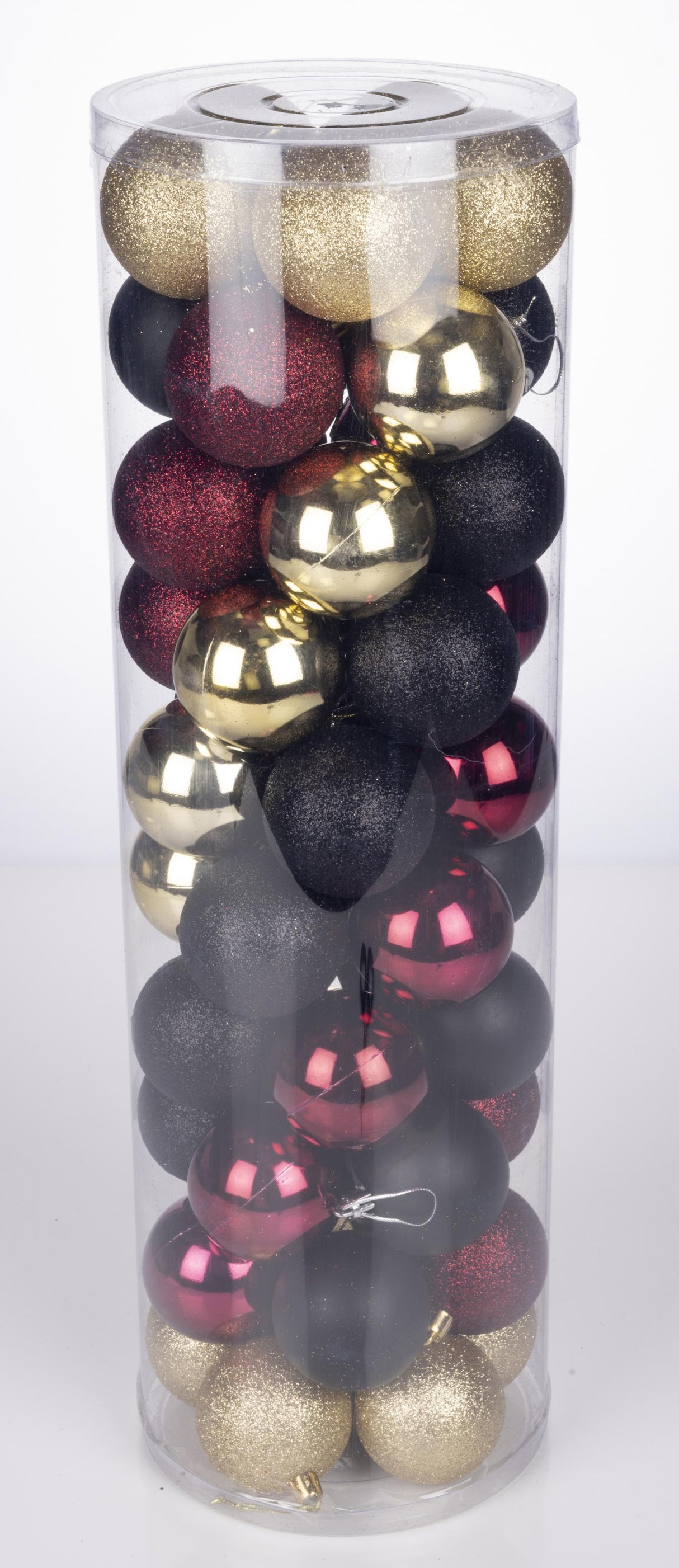 Kerstballen Set 50 Stuks Zwart/Goud/Rood