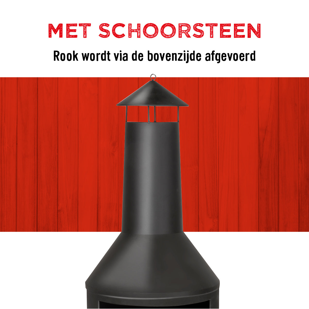 BBQ Collection buitenhaard met schoorsteen en houtopslag 134x44,5cm staal zwart