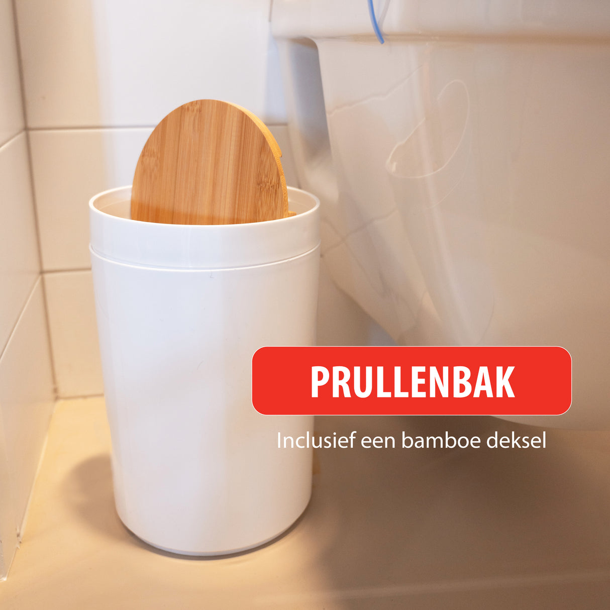 Badkamer en Toiletset 6-Delig Bamboe Wit