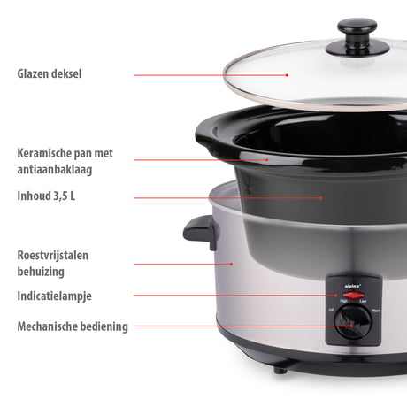alpina Slowcooker 3.5L - RVS - maximondo