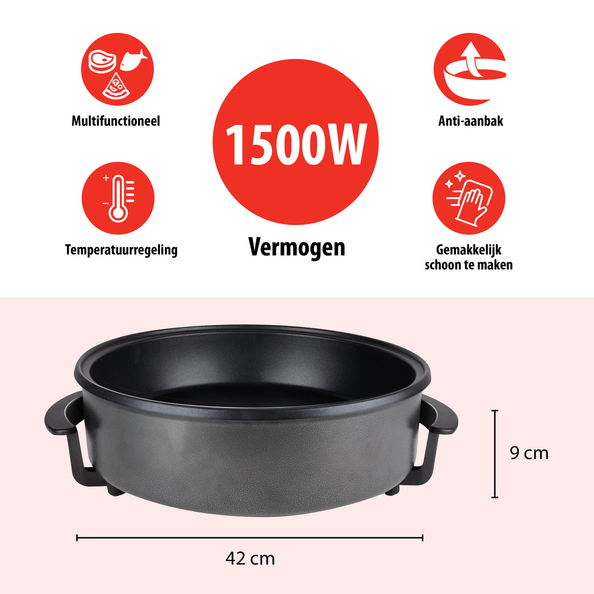 Hapjespan XXL Ø 42cm 1500W