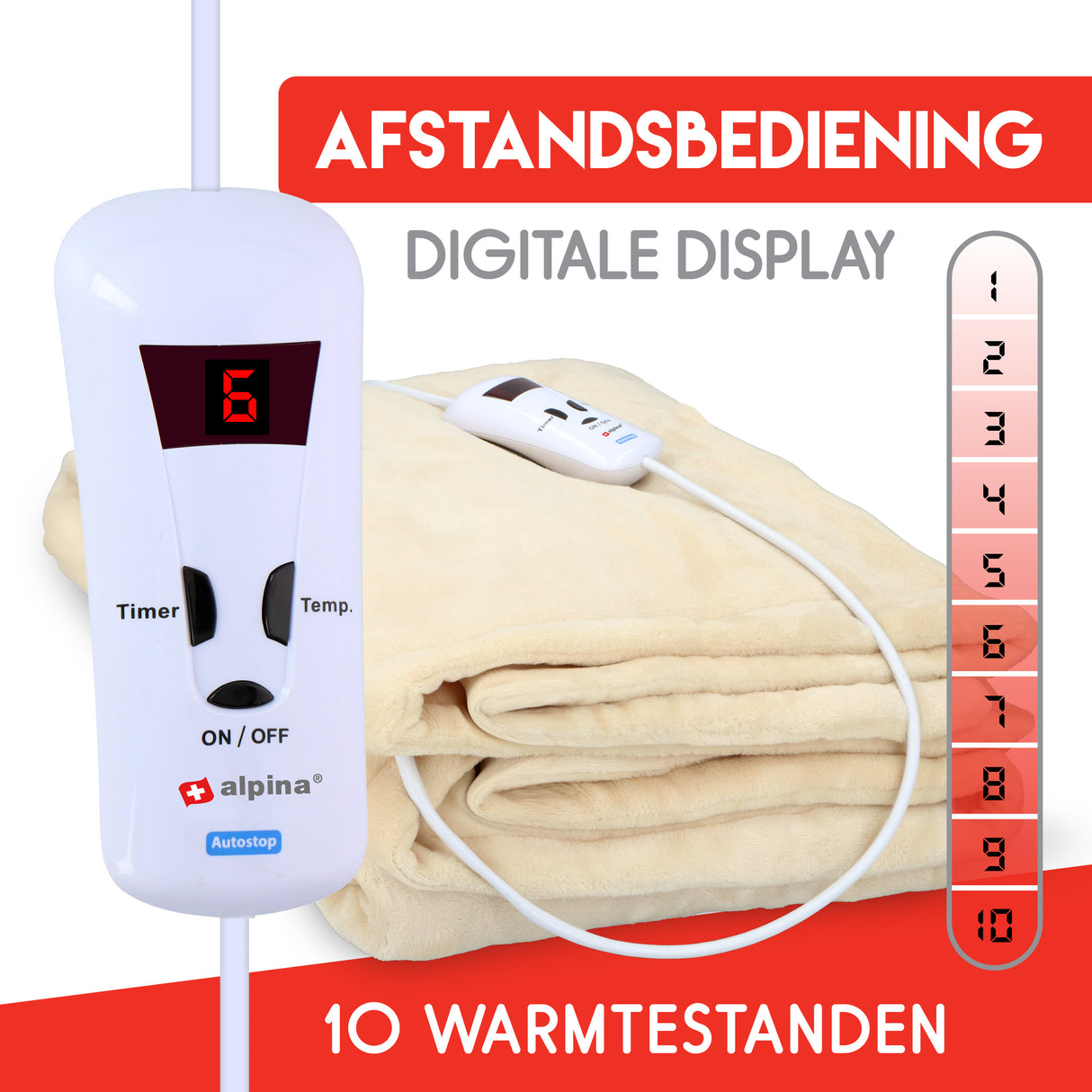 Elektrische Deken - Warmte Deken met 10 Standen - 180 x 130 Cm