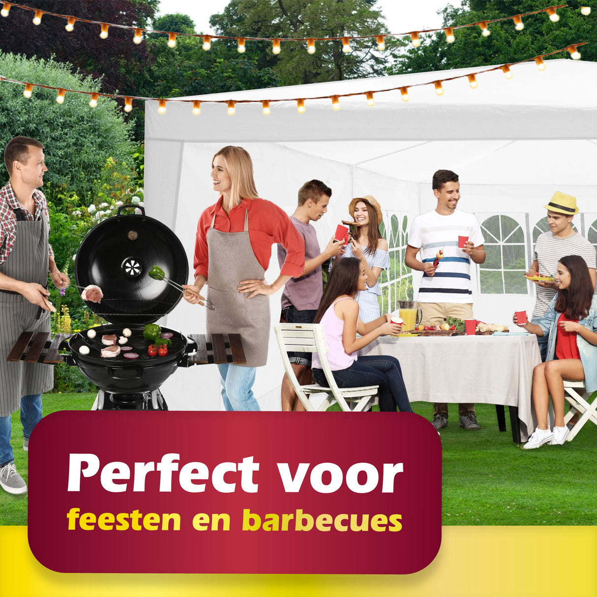 Partytent met 6 Zijwanden 3 x 6 Meter Wit