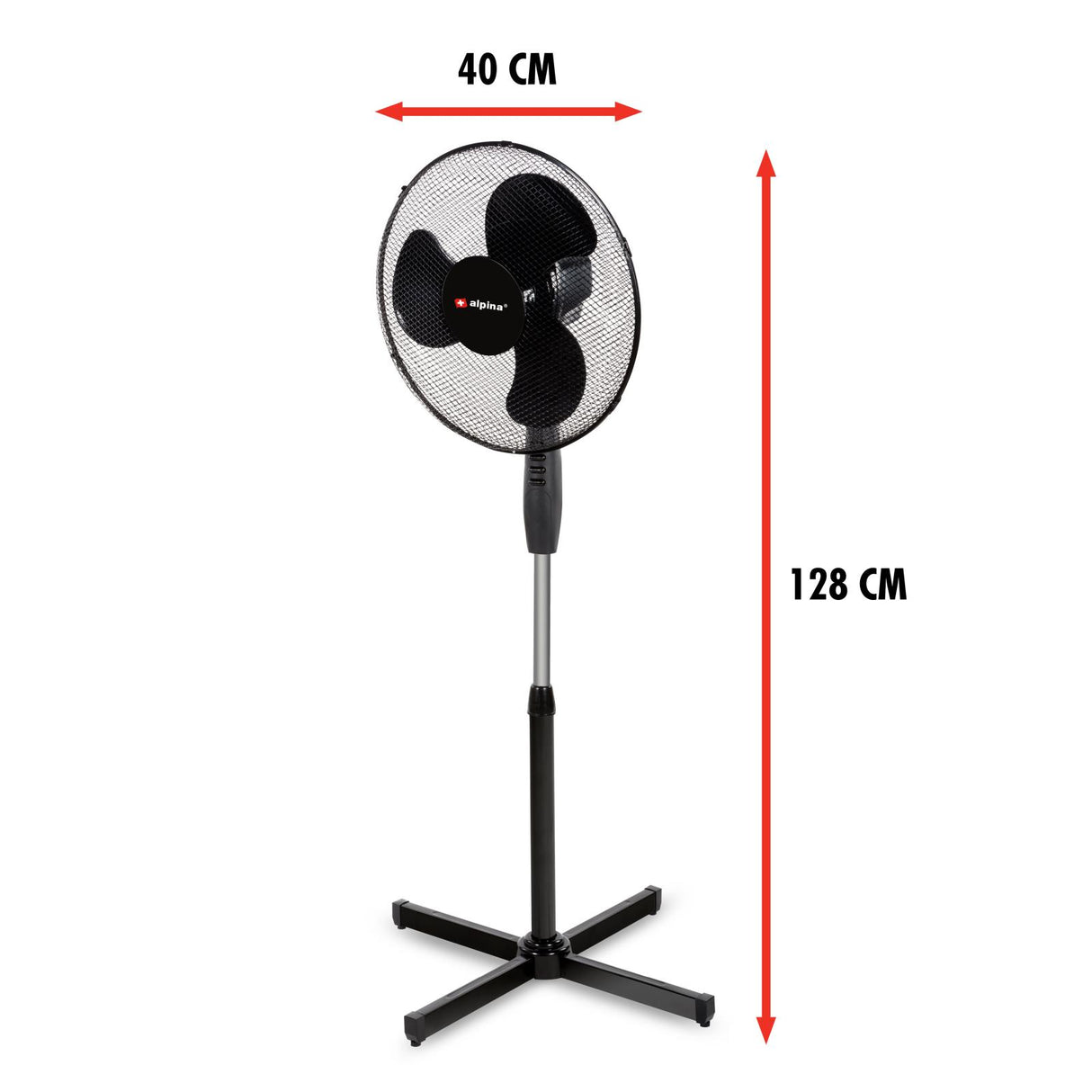 Staande Ventilator Ø 40 cm Zwart