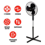 Staande Ventilator Ø 40 cm Zwart