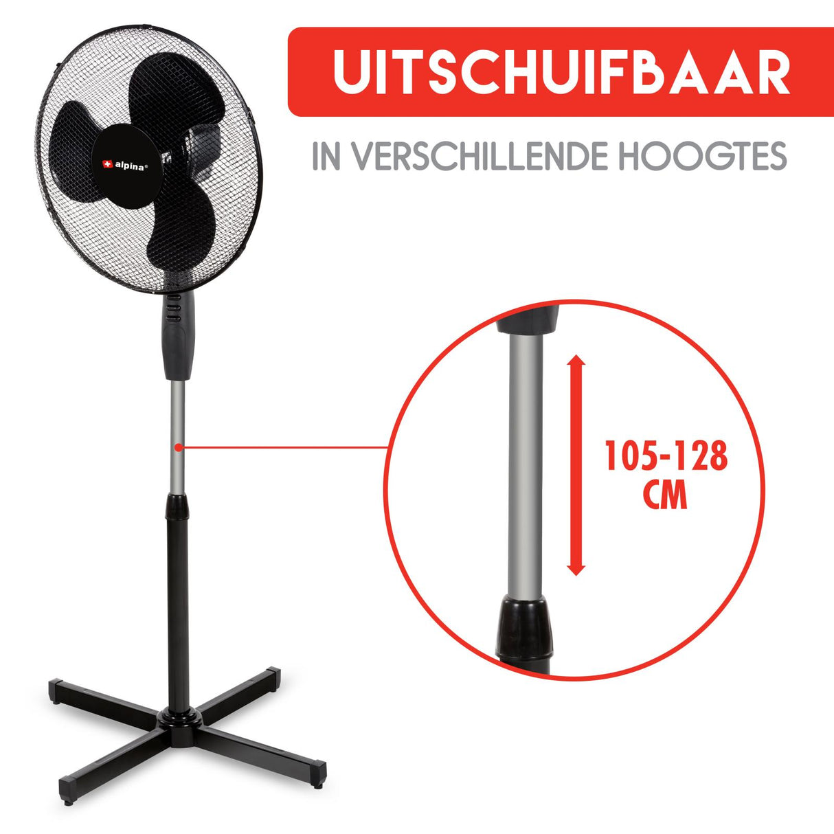 Staande Ventilator Ø 40 cm Zwart