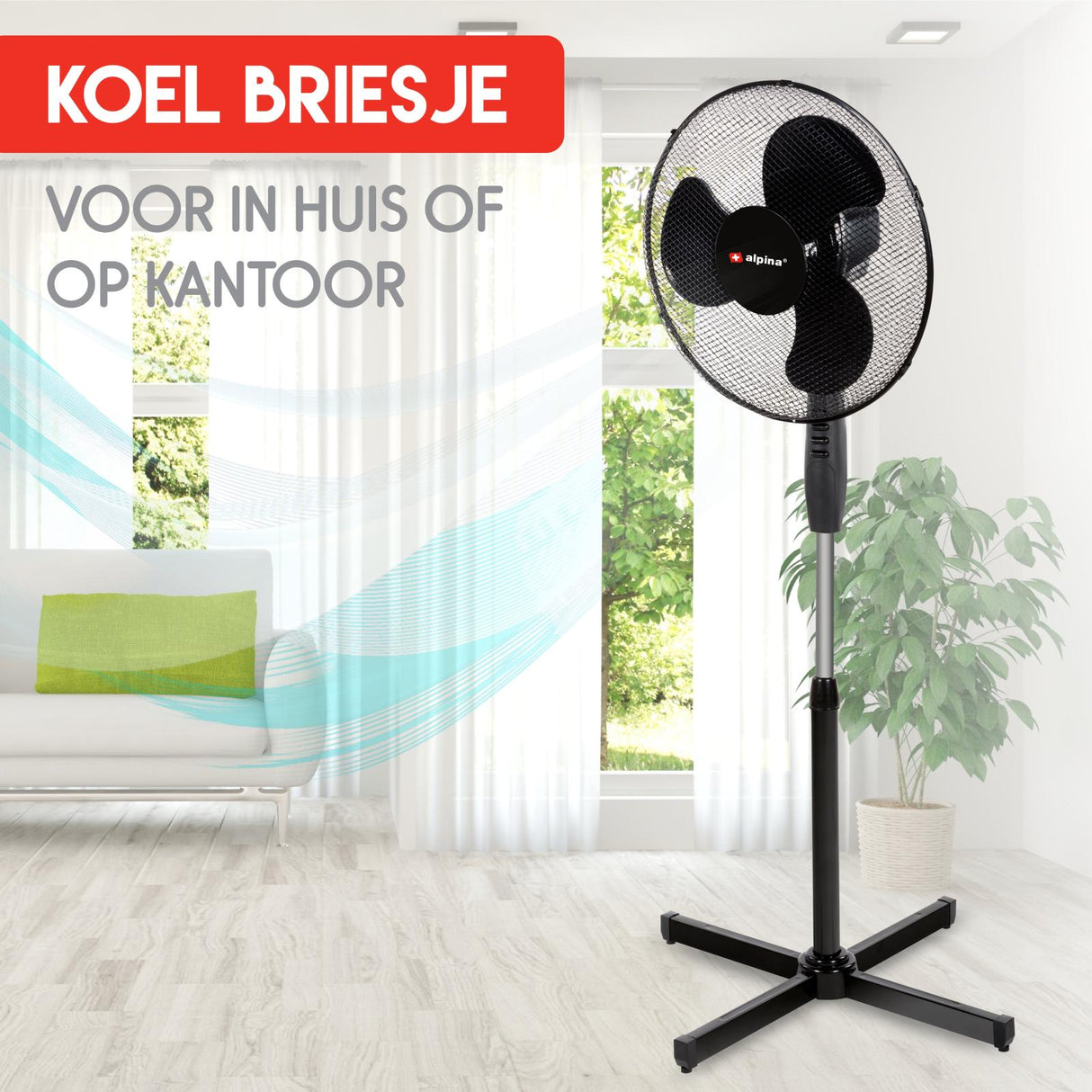 Staande Ventilator Ø 40 cm Zwart