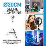 Selfie Ringlamp met Statief 210 cm