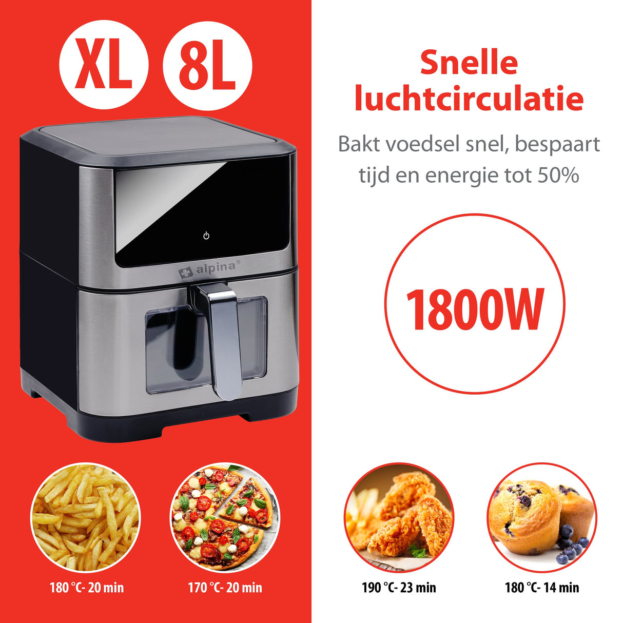 Airfryer 230V 8L 1800W Digitaal Display