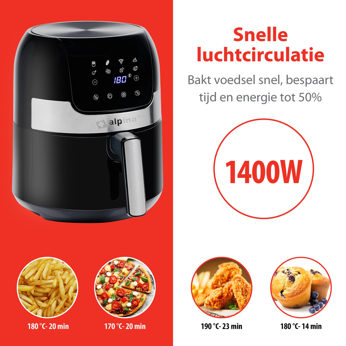 Airfryer 230V 3.5L 1400W Digitaal Display