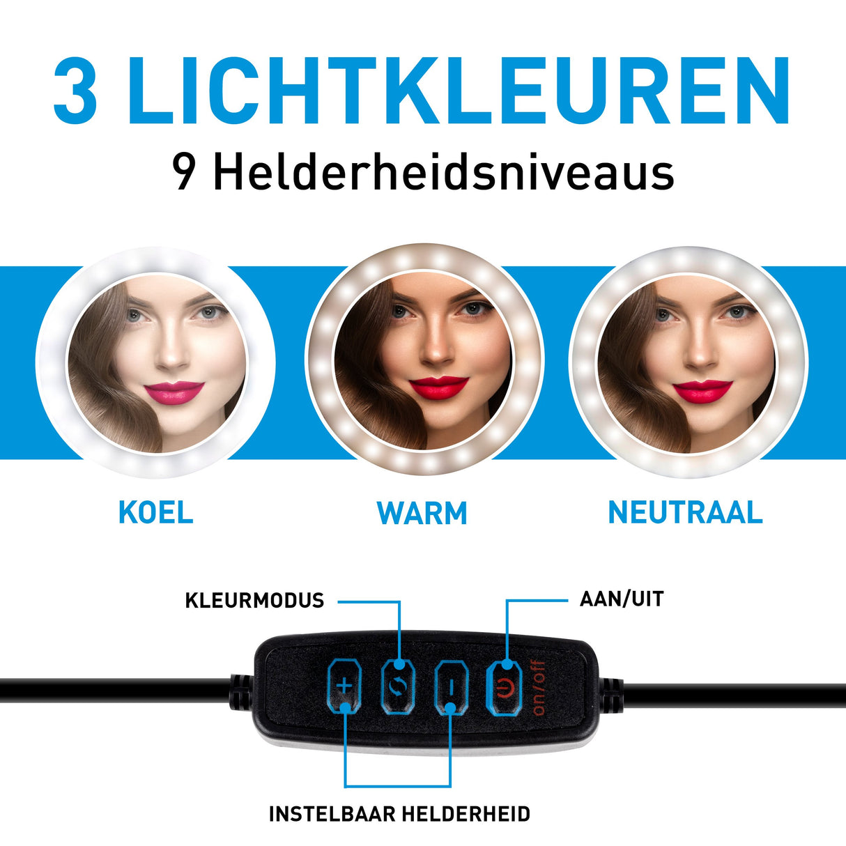 Selfie Ringlamp met Statief 195 cm