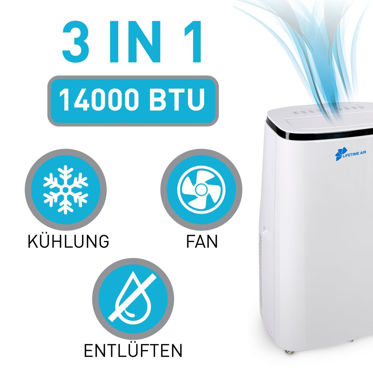 3-in-1 Mobiele Airco 14000 BTU