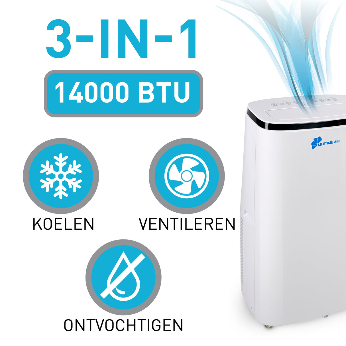 3-in-1 Mobiele Airco 14000 BTU