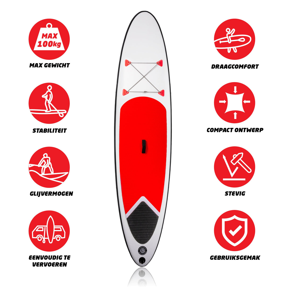 SUP Board Opblaasbaar Rood/Wit