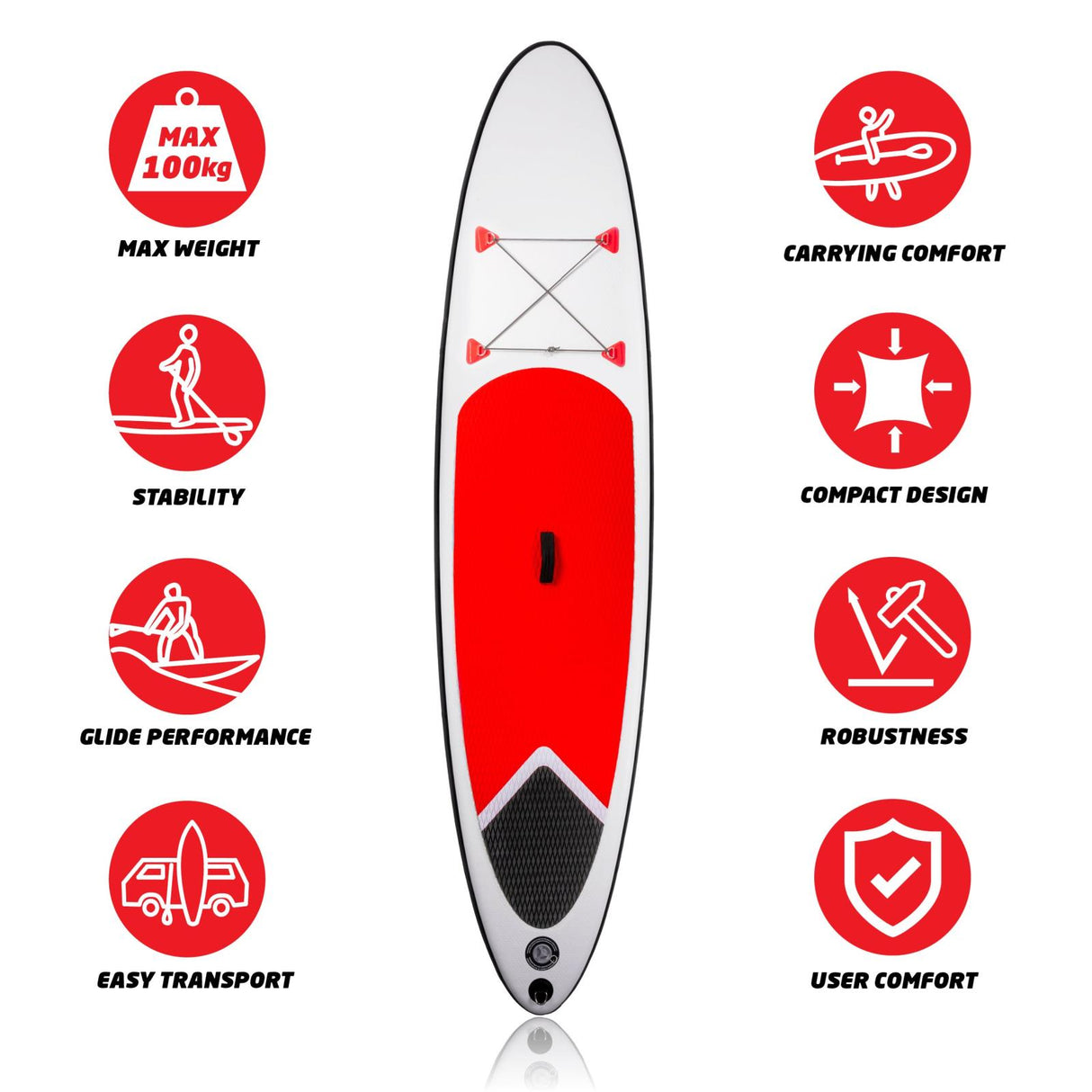 SUP Board Opblaasbaar Rood/Wit