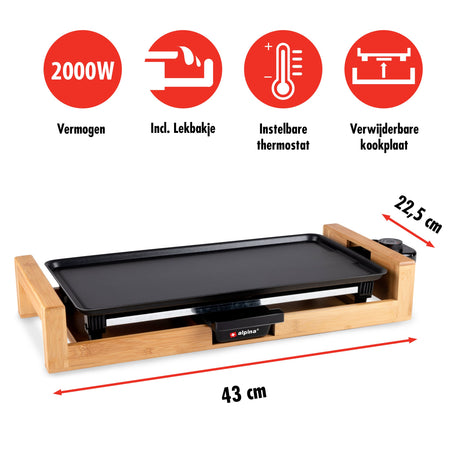 Teppanyaki Bakplaat 2000W 43 x 22.5 CM