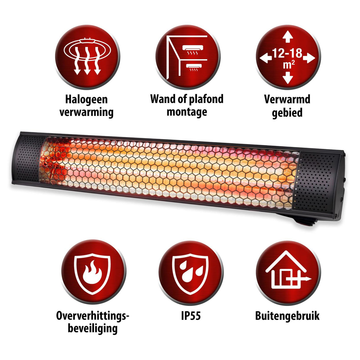 Heater wall 2000W gold halogen