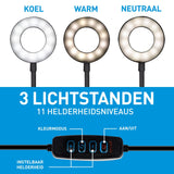 Selfie Studio Ringlamp met Klem 2 in-1