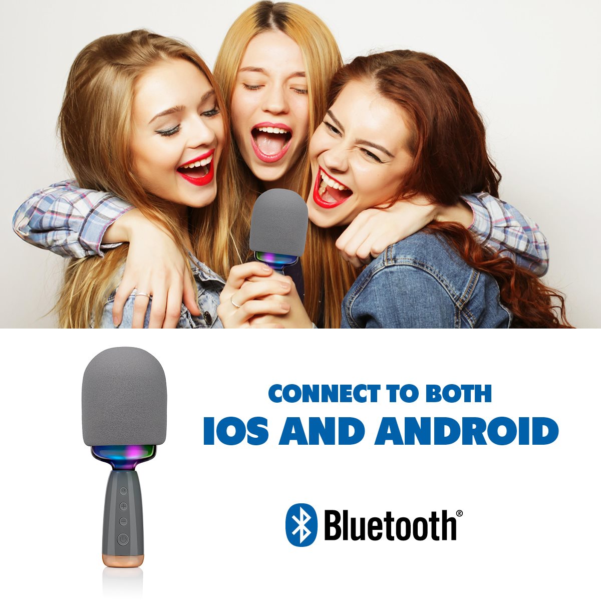Karaoke Microfoon Bluetooth RGB Licht, 5 Uur