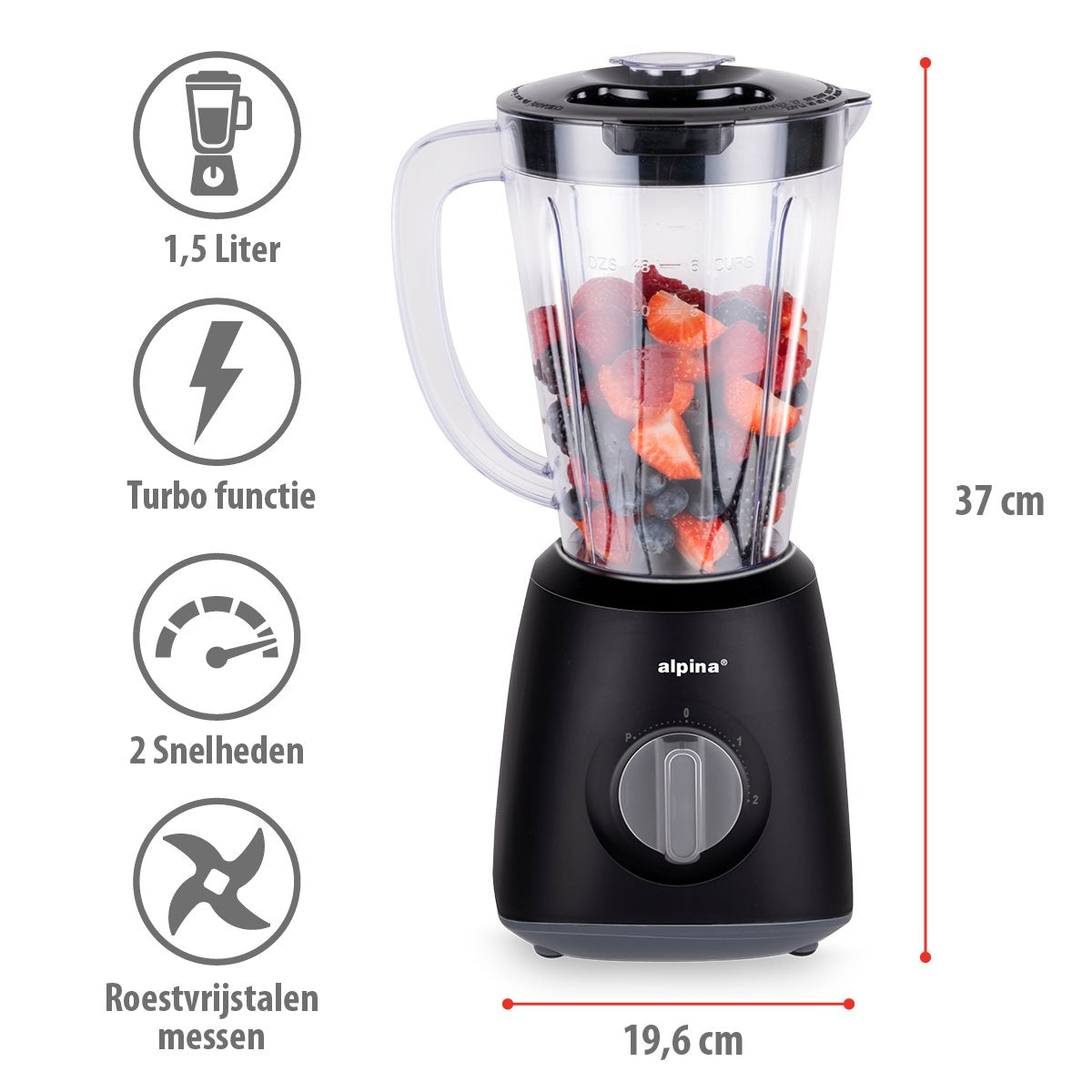 Blender 1,5 Liter 400 Watt Zwart