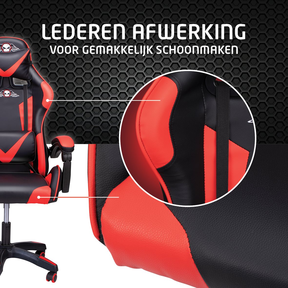 No Fear Gaming Stoel - Rood/Zwart - maximondo