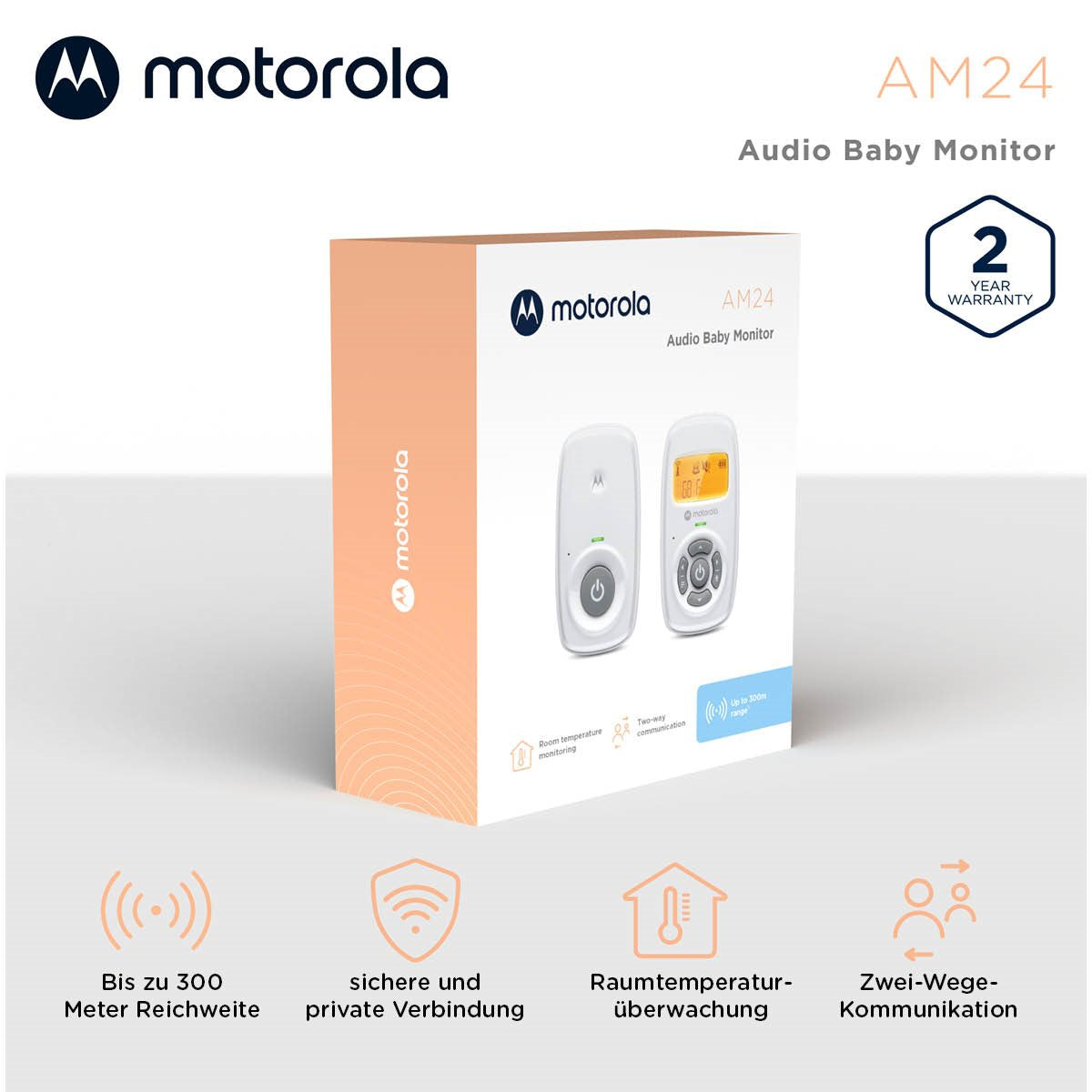 Baby monitor AM24 Audio WHT UK